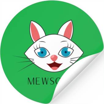Discover Mewsome White Cat Face Stickers