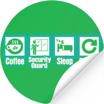 Discover Coffee Security Guard Sleep Repeat Stickers