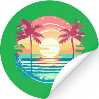 Discover Tropical Serenity Sunset Stickers