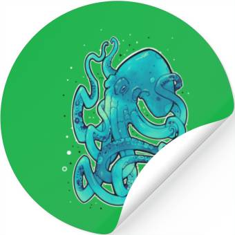 Discover Blue Green Octopus Stickers