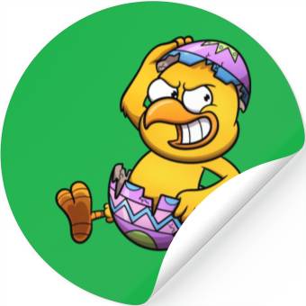 Discover Running Little Chick In An Easter Egg Stickers