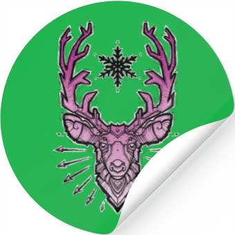 Discover Pink Deer Head Stickers