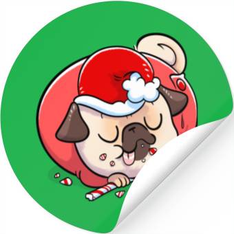 Discover Pug Elf Candy Cane Stickers