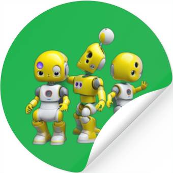 Discover yellow baby robot with a rectangular head only Stickers