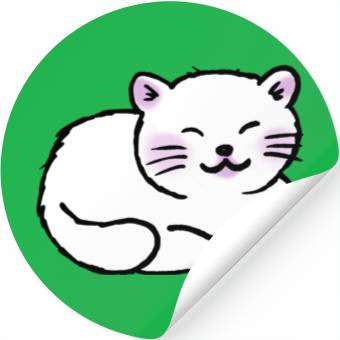 Discover Sleepy White Cat Stickers
