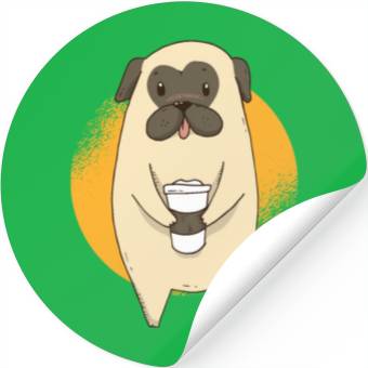Discover Pug Coffee Stickers