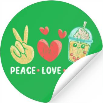 Discover Peace Love Boba Tea Stickers