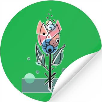 Discover Retro Tulip Flower Stickers