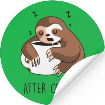 Discover After Coffee Sloth Stickers