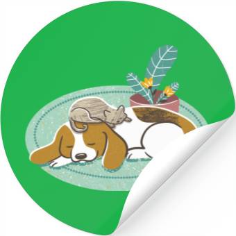 Discover Sleepy Beagle And Cat Stickers