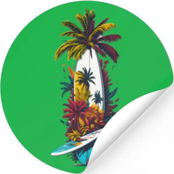 Discover Surfing board tropical Stickers