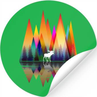 Discover MOUNTAIN RAINBOW MOOSE Stickers