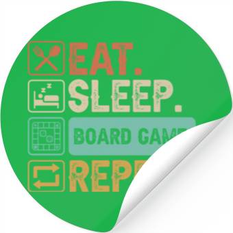 Discover Eat Sleep Board Game Repeat Stickers