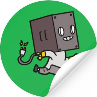 Discover Running Kid Robot Smiling Stickers