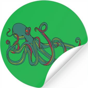 Discover Green Octopus Stickers