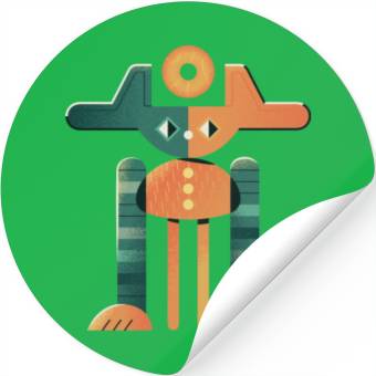 Discover Bicolor Retro Robot Stickers