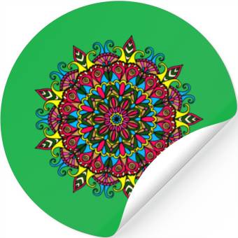 Discover Colorful Mandala Pattern Modern 6 Stickers