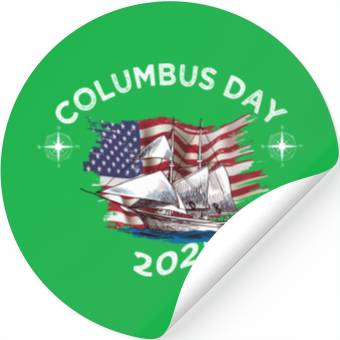 Discover Exploring Columbus Day Compasses USA Flags Stickers