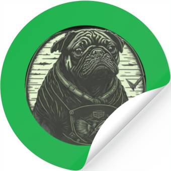 Discover Tough Pug Circle Stickers