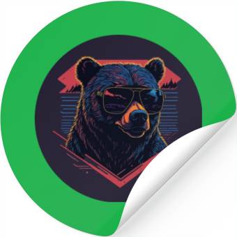 Discover Synthwave Bear art Stickers