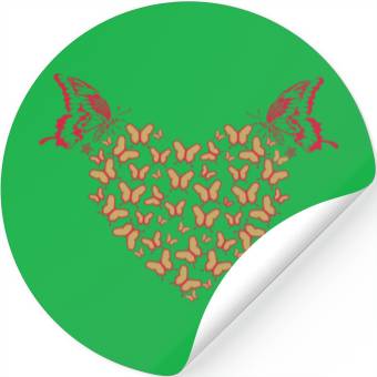 Discover Heart pattern with butterflies Stickers