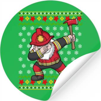 Discover Firefighter Santa Fire Ugly Pattern Stickers