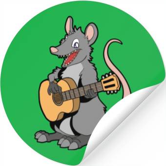 Discover Comic Opossum Playing Guitar Stickers