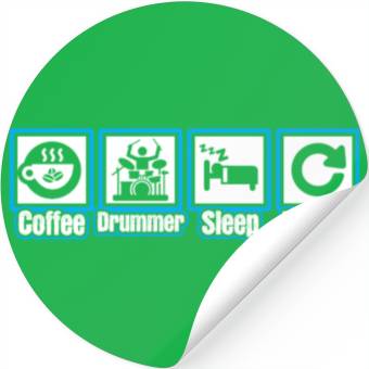 Discover Coffee Drummer Sleep Repeat Stickers