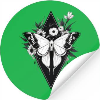 Discover Black and White Gothic Moth Stickers