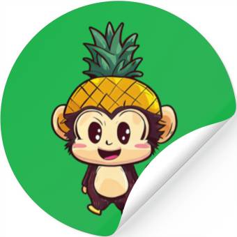 Discover Tropical monkey with pineapple helmet Stickers