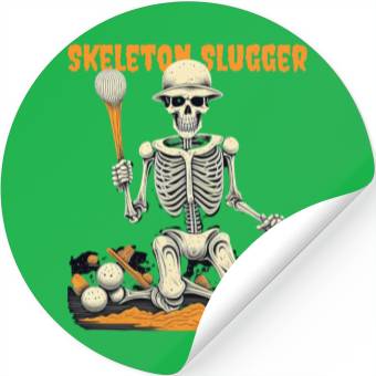 Discover Skeleton Slugger Halloween Stickers