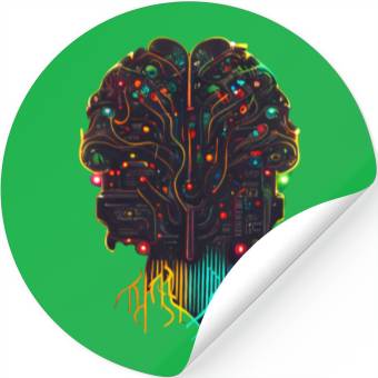 Discover AI Artificial Intelligence Human Electric Brain Stickers