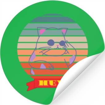 Discover Colorful Cat Says Hey Stickers
