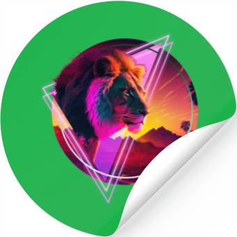 Discover Synthwave desert Lion Stickers