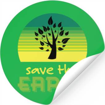 Discover Save The Earth Retro Sunset Green Stickers