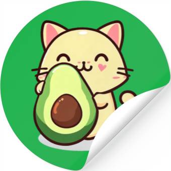 Discover Cat with avocado Stickers