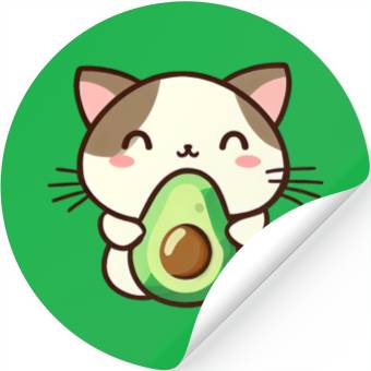 Discover Cat with avocado Stickers