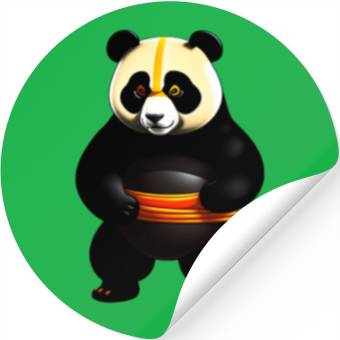 Discover Cartoon panda ninja design Stickers