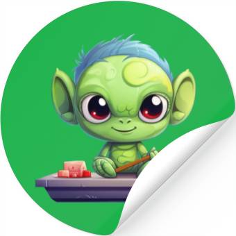 Discover Alien Enjoying Sushi Stickers