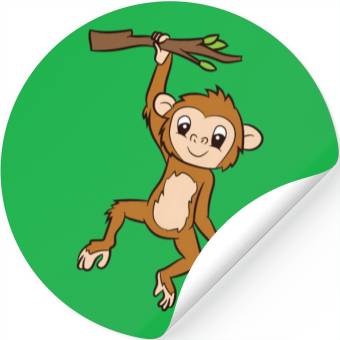 Discover Monkey Hanging On Branch Ape Monkey Stickers