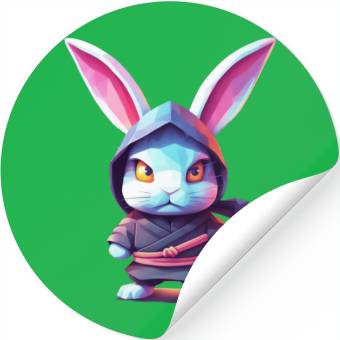 Discover Fierce Elegance: Pastel Rabbit Ninja Unleashed Stickers