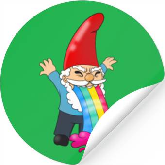 Discover Gnome Vomiting Throwing Up Rainbow Funny Stickers