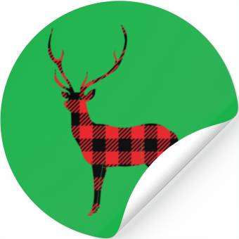 Discover Buffalo Plaid Deer Stickers