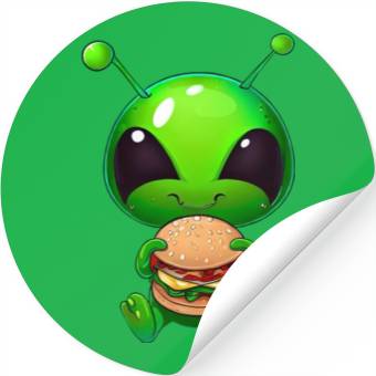 Discover Hungry Alien: Cheeseburger Devourer Stickers