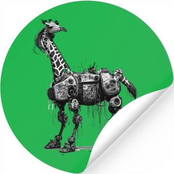Discover Cool punky robot giraffe Stickers