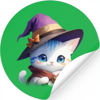 Discover Cute Watercolor Witch Cat Stickers