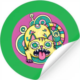Discover Psychedelic Trippy Cat Stickers