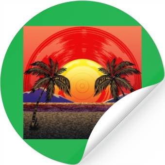Discover Sunset Vinyl Records Stickers