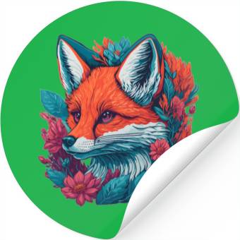 Discover Fox Cub with Flowers Stickers