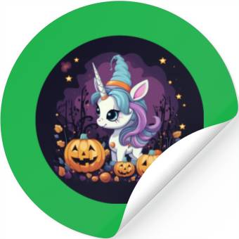 Discover Halloween Unicorn: Midnight Sunset & Witch's Hat Stickers
